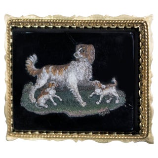 Small Antique Plate with Dogs and Puppies For Sale