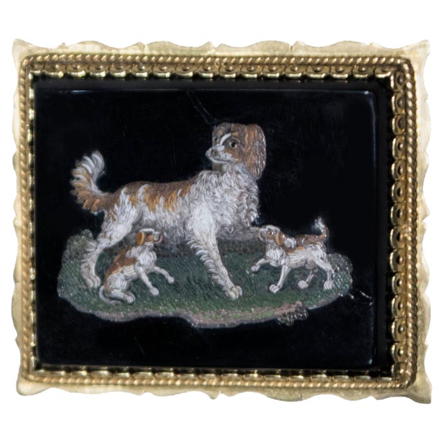 Small Antique Plate with Dogs and Puppies For Sale