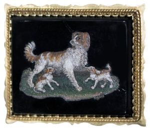 Small Antique Plate with Dogs and Puppies