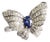 Blue Sapphire and Diamond Butterfly Motif Ring, Size 6.75 For Sale