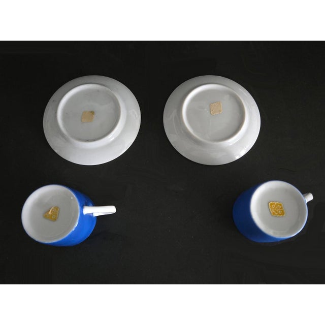 Vintage Otagiri Espresso Cups and Saucers in Contemporary Frost Blue, 4 Pieces For Sale - Image 11 of 12