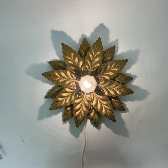 Metal Wall Lamp Leafs from Hans Kögl, Germany, 1970s For Sale - Image 7 of 8