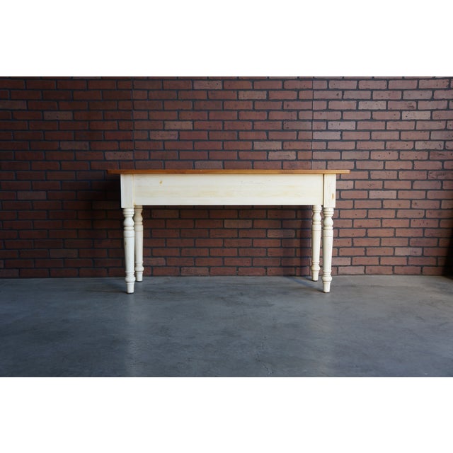 Wood Ethan Allen Farmhouse Pine Sofa Table For Sale - Image 7 of 8