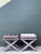Wood Vintage Tufted Velvet X Benches - A Pair For Sale - Image 7 of 12