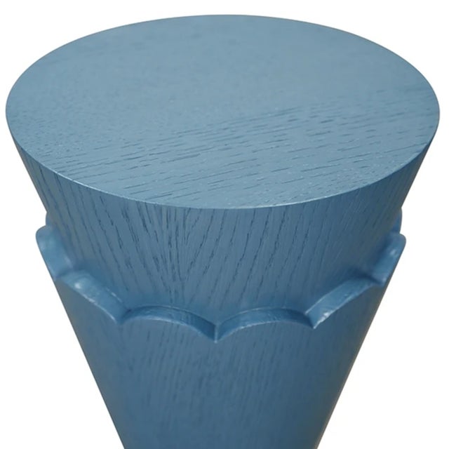 Worlds Away Matthew Izzo Home Vivienne Steel Blue Stained Oak Drink Table For Sale - Image 4 of 9
