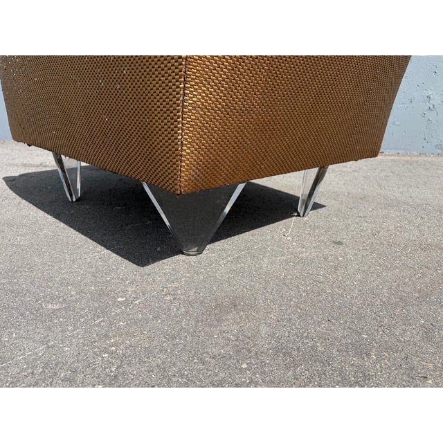 Textile 1990s Designer Lounge Chair With Ottoman, Lucite Legs For Sale - Image 7 of 11