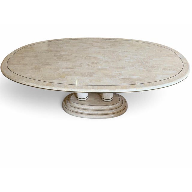 Maitland - Smith 1980s Postmodern Tessellated Stone Oval Dining Table With Brass Inlay For Sale - Image 4 of 9