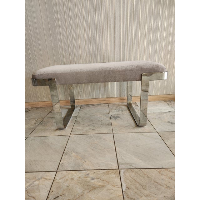 Mid-Century Modern 1970s Style of Tri-Mark Milo Baughman Modern Design Chrome Bench For Sale - Image 3 of 13