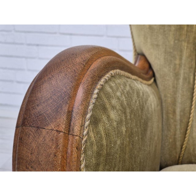 Danish Armchair in Furniture Velour and Oak, 1960s For Sale - Image 6 of 18