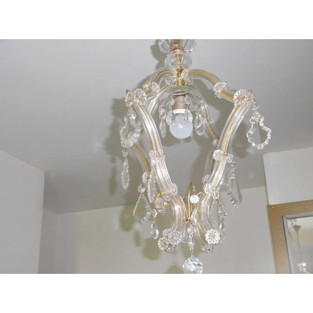 Hollywood Regency 1960's Hollywood Regency Italian Murano Crystal Ceiling Light/ Lantern/ Pendant Fixture For Sale - Image 3 of 7