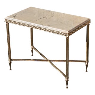 Vintage Neo-Classical French Marble and Brass Coffee Table, 1970s For Sale
