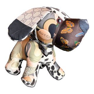 Gucci Gg Abstract Vintage Silk Scarf Loyal Puppy For Sale