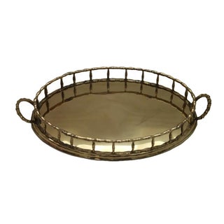 Brass Faux Bamboo Tray For Sale