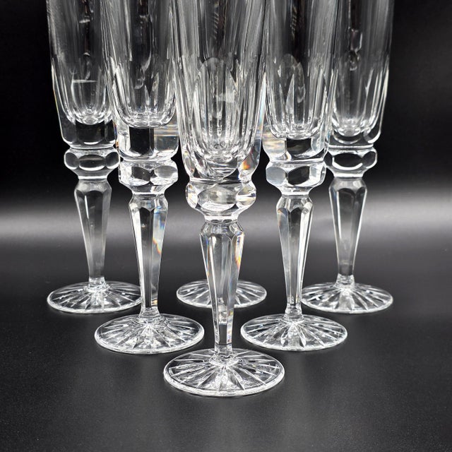 Ceska Regency Crystal Champagne Flutes, Set of 6 For Sale - Image 4 of 9
