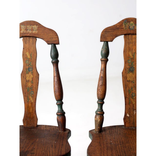 Vintage Painted Wood Children's Chair Pair For Sale - Image 9 of 14