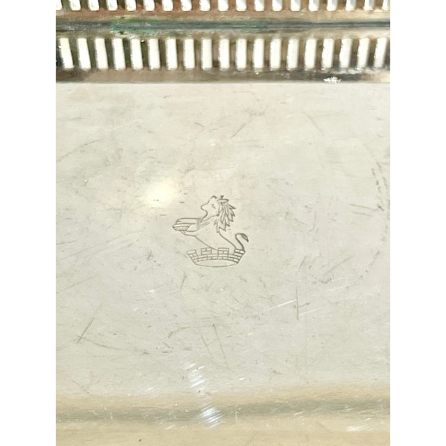 Matched Pair Petite Vintage Silver Plate Gallery Trays With Horse and Crown Monogram 4.25” Length For Sale - Image 11 of 11