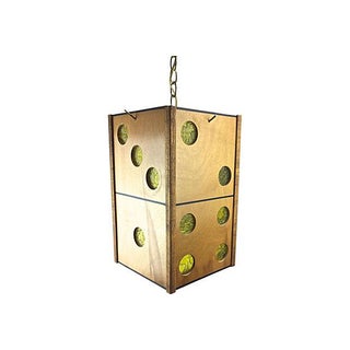 Midcentury Wood Dice Pendant Light For Sale