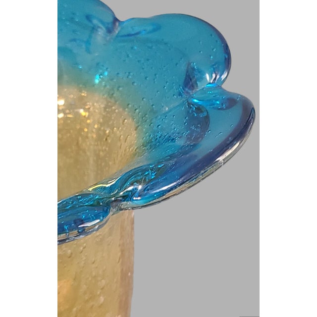 Vintage Hand-Blown Venetian Style Colorful Art Glass Vase For Sale - Image 4 of 9