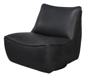 Black Leather Swivel Slipper Chair