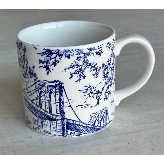 Tiffany & Co. Mugs - Scenes of New York Toile Blue and White, Pair For Sale In San Diego - Image 6 of 10