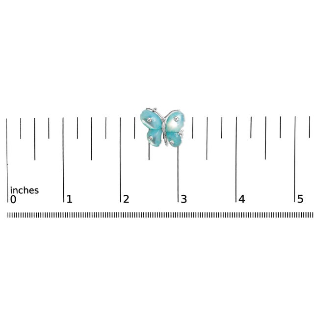 Early 21st Century 18K White Gold Blue Mother of Pearl and Diamond Accent Butterfly Pin Brooch (F-G Color, VS1-VS2 Clarity) For Sale - Image 5 of 5