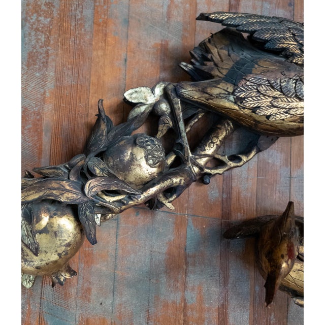 19th Century Chinoiserie Chinese Carved Giltwood Architectural Fragment With Birds and Pomegranates For Sale In New York - Image 6 of 18