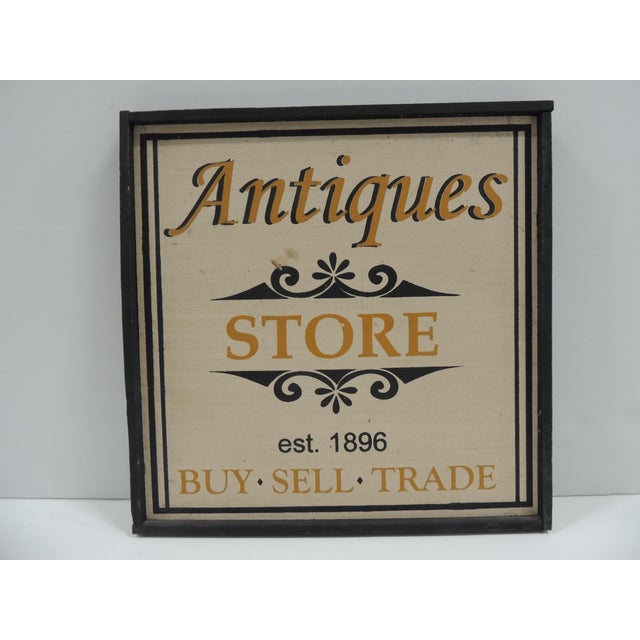 Folk Art Vintage Style Wood Hand Painted Store Sign For Sale - Image 3 of 4