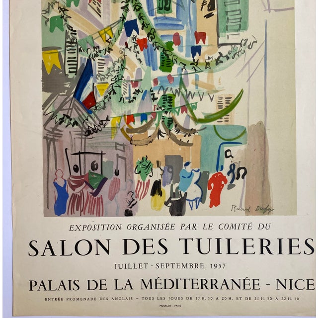 Original Vintage Mourlot Art Poster, Raoul Dufy Nice France, Juillet - September 1957. French Art Exhibition Poster Raoul...