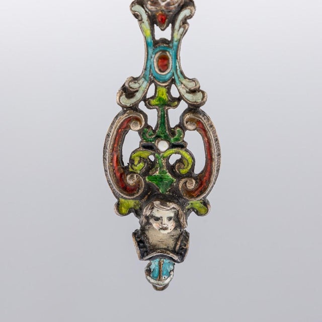 Antique 19th Century Austrian Silver, Enamel & Rock Crystal Spoons, 1880s, Set of 3 For Sale - Image 18 of 18