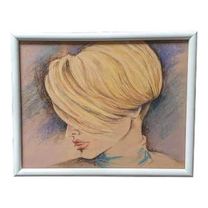 Vintage 1980s Modern Pastel Portrait Signed