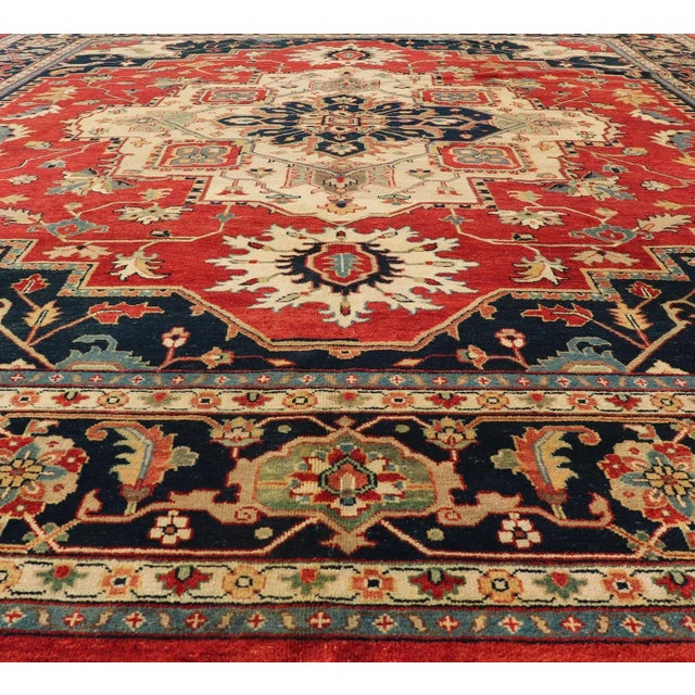Keivan Woven Arts Large Hand-Knotted Serapi design rug With Geometric Medallion Large Hand-Knotted reproduction Serapi-...
