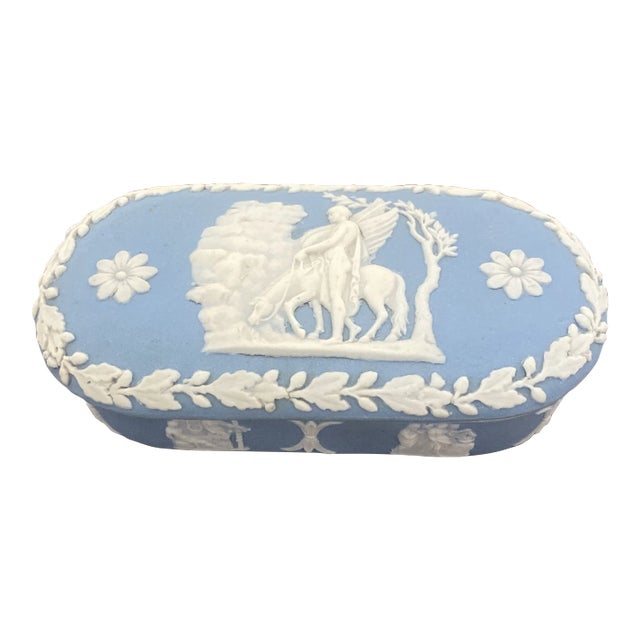 Late 19th Century Wedgwood Blue Jasperware Matchbox With Striker For Sale