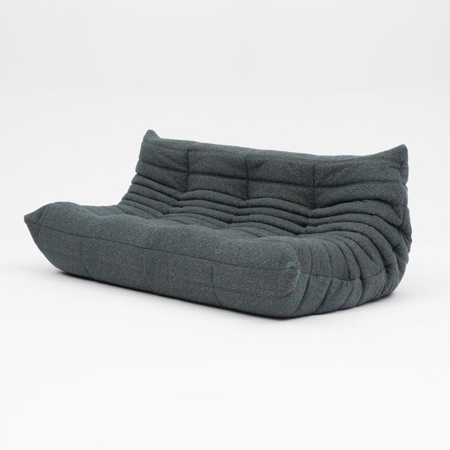 Togo Three-Seater Sofa in Green Bouclet by Michel Ducaroy for Ligne Roset For Sale - Image 15 of 16