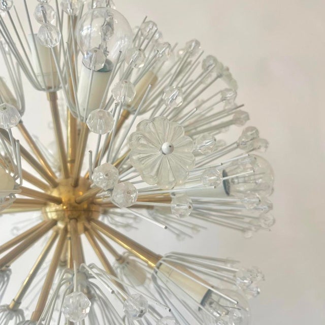Rupert Nikoll Large Sputnik Snowball Brass and Crystal Chandelier attributed to Emil Stejnar for Rupert Nikoll, Austria, 1960s For Sale - Image 4 of 9