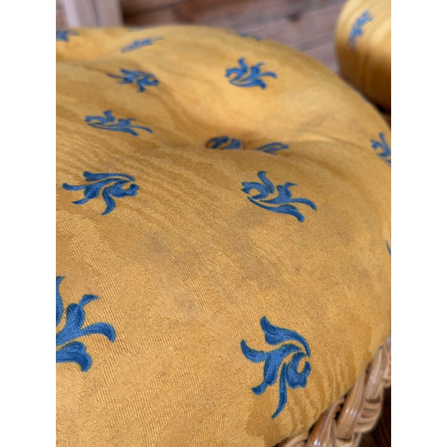 Pair of Monumental Handcrafted Rattan Hourglass Ottomans by Mastercraft of Manila For Sale - Image 9 of 12