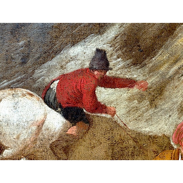18th Century Dutch/ Flemish Italianate Pastoral River Landscape with Shepards For Sale In West Palm - Image 6 of 18