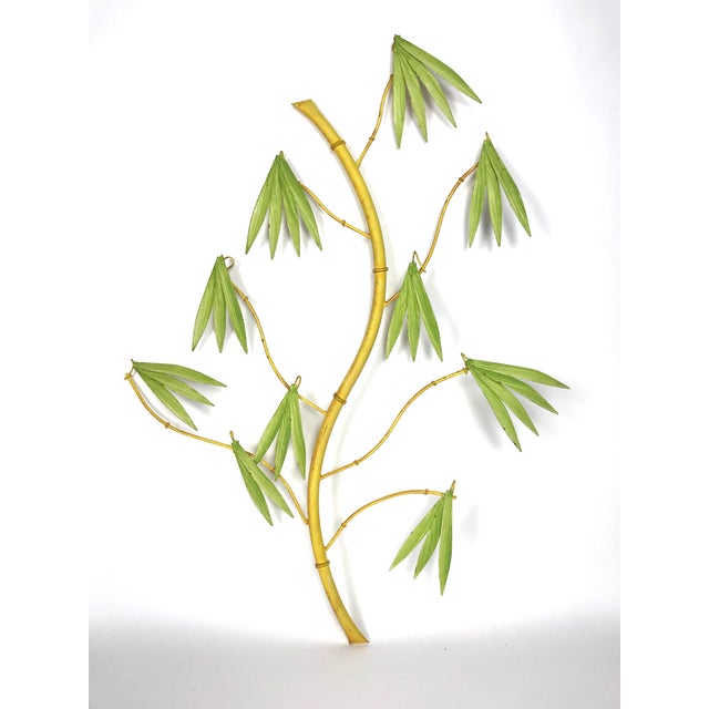 Italian Mid Century Faux Bamboo Metal Wall Sculpture Sconces A