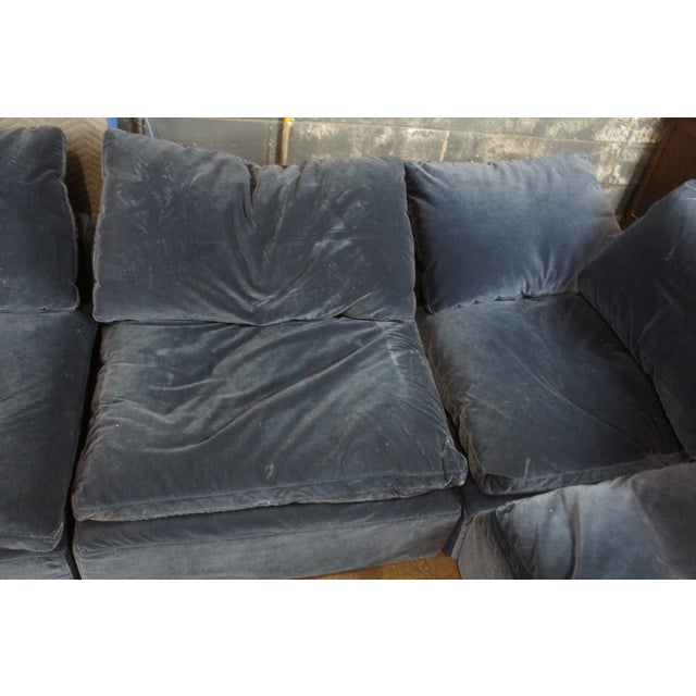 Restoration Hardware Cloud Modern Modular Blue Felt Sofa Sectional & Ottoman Set For Sale - Image 14 of 16