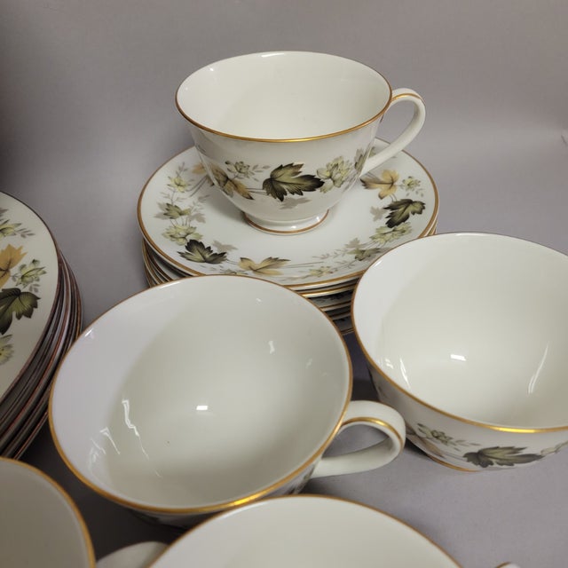 Olive 1960s English Traditional Royal Doulton “Larchmont” – Set of 6 Complete Place Settings - 36 Pieces For Sale - Image 8 of 9