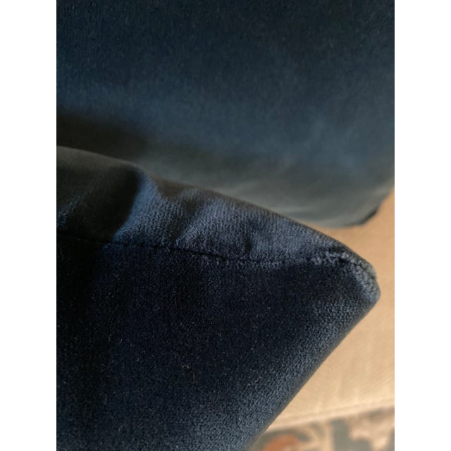 Set of 3 Navy Blue Velvet Rectangular Lumbar Pillows With Down Inserts For Sale - Image 11 of 18
