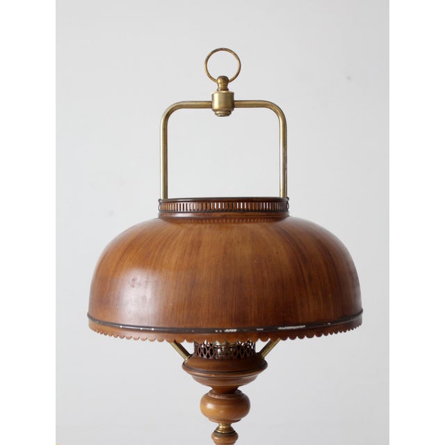 Vintage Faux Bois Floor Lamp With Hand Painted Pinecone Shade For Sale - Image 10 of 18