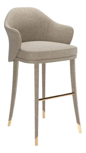Bhutan Greige Fabric Bar Stool by Javier Gomez