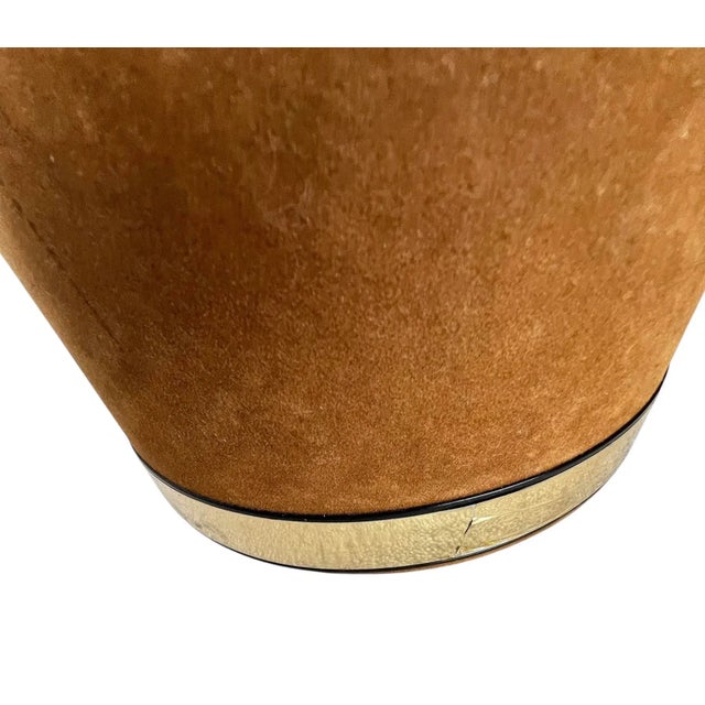 1960s Georges Briard Brown Suede Ice Bucket With Gold Tone Chain Handle MCM 1960s Mid-Century For Sale - Image 5 of 12