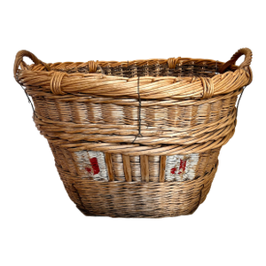Large Antique French Wicker Champagne Harvest Basket
