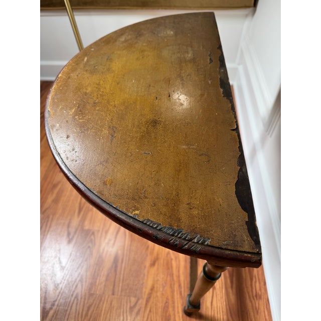 Traditional Edwardian Demi-Lune Solid Wood Accent Side Table For Sale - Image 11 of 12