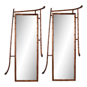 Pair of Antique English Bamboo Wall or Pier Mirror