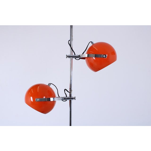 Mid-Century Modern Adjustable Orange Double Eyeball Globe Floor Lamp from Herda, 1970s For Sale - Image 3 of 18