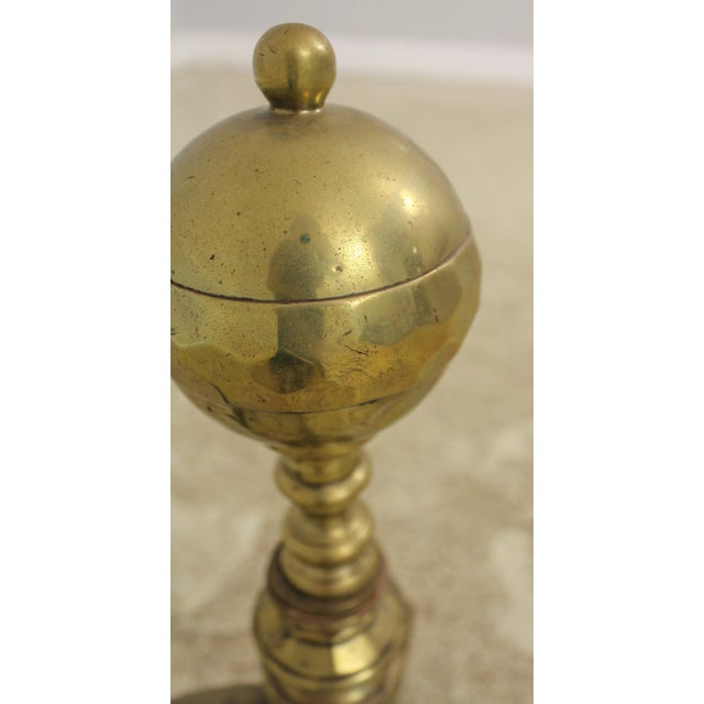 Metal Pair Antique Brass 18th C. Style Andirons For Sale - Image 7 of 13