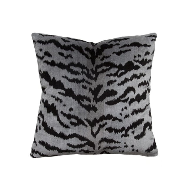 Contemporary The House of Scalamandré Tigre Pillow, Silver & Black For Sale - Image 3 of 3