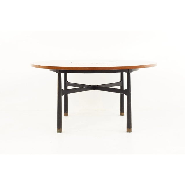 Harvey Probber Mid Century Round Ebonized Walnut Terrazzo and Brass Dining Table For Sale - Image 10 of 12